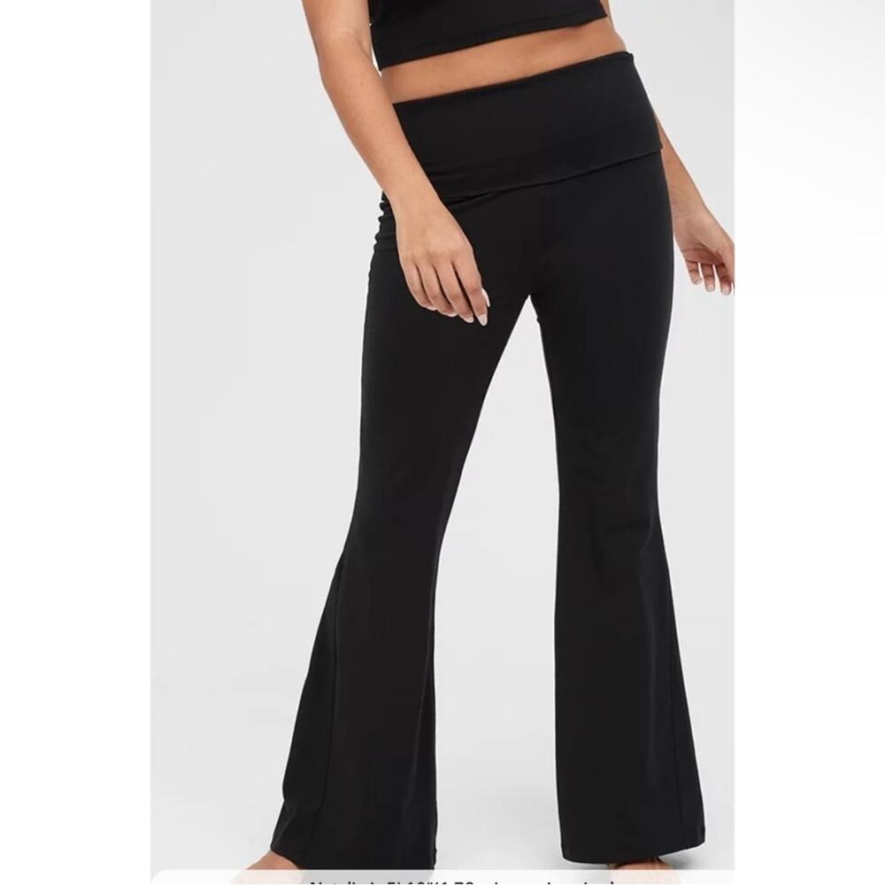 aerie offline black leggings real me xtra flare hi-rise long inseam small